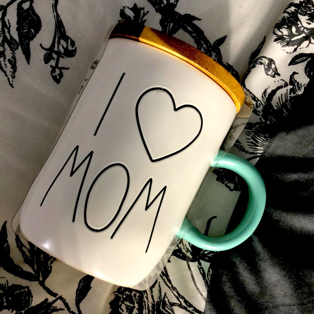 Rae Dunn mom mug with wooden topper brand new never used